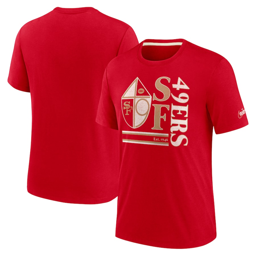 San Francisco 49ers Football Scarlet Wordmark Logo Tri-Blend T-Shirt - Man San Francisco 49ers Football Scarlet Wordmark Logo Tri-Blend T-Shirt - Man