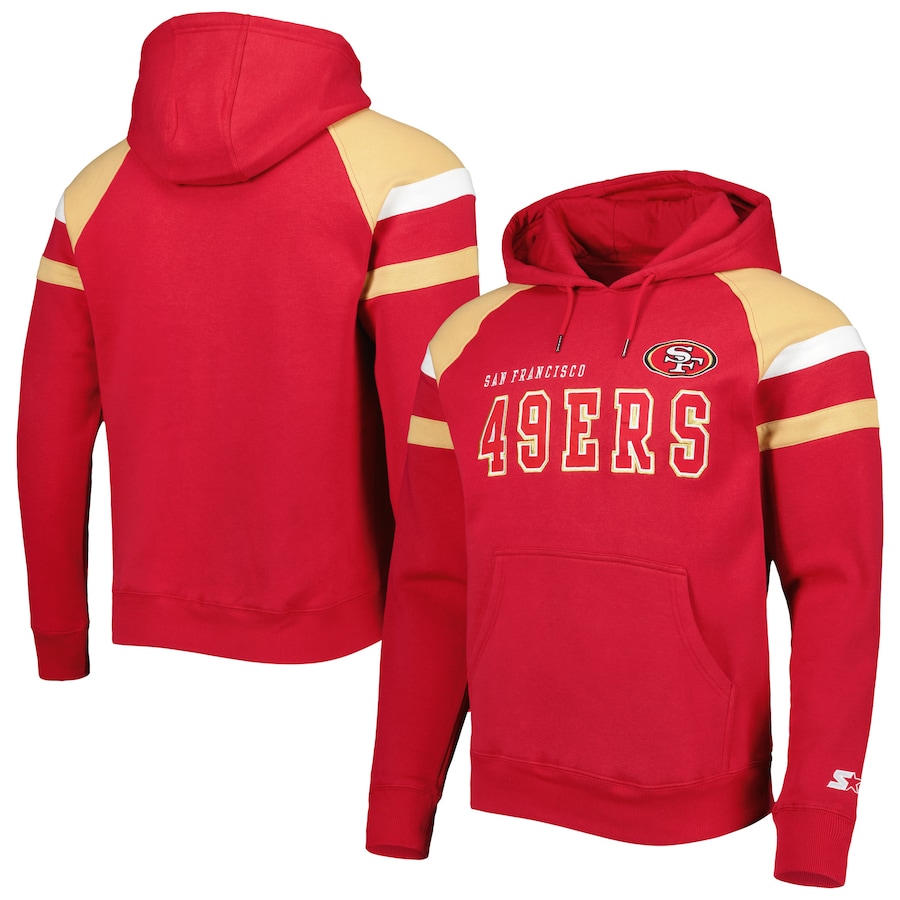San Francisco 49ers Starter Scarlet Draft Fleece Raglan Pullover Hoodie - Man
