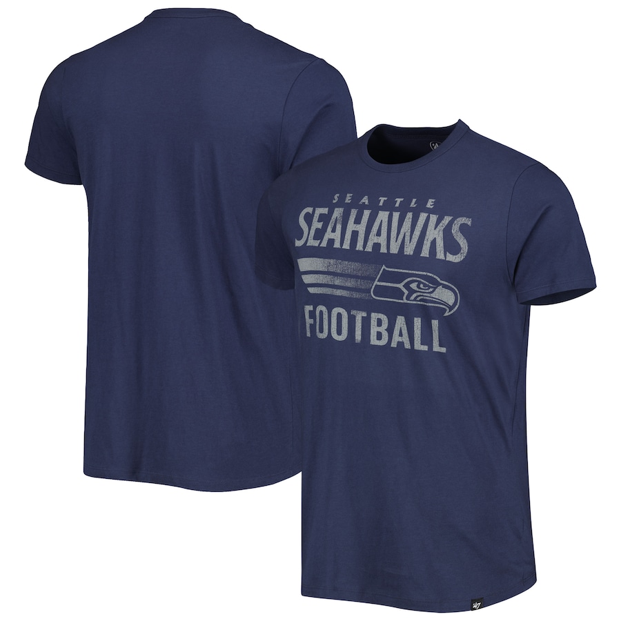 Seattle Seahawks '47 College Navy Wordmark Rider Franklin T-Shirt - Man