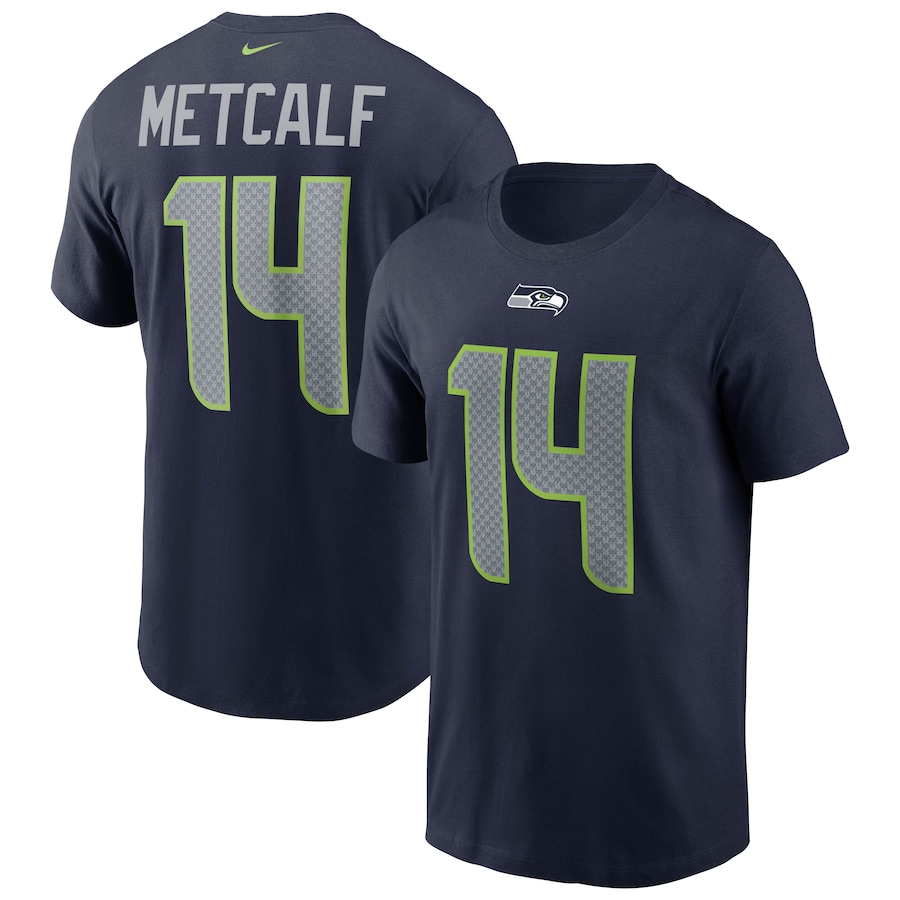 Seattle Seahawks DK Metcalf Football College Navy Name & Number T-Shirt - Man Seattle Seahawks DK Metcalf Football College Navy Name & Number T-Shirt - Man