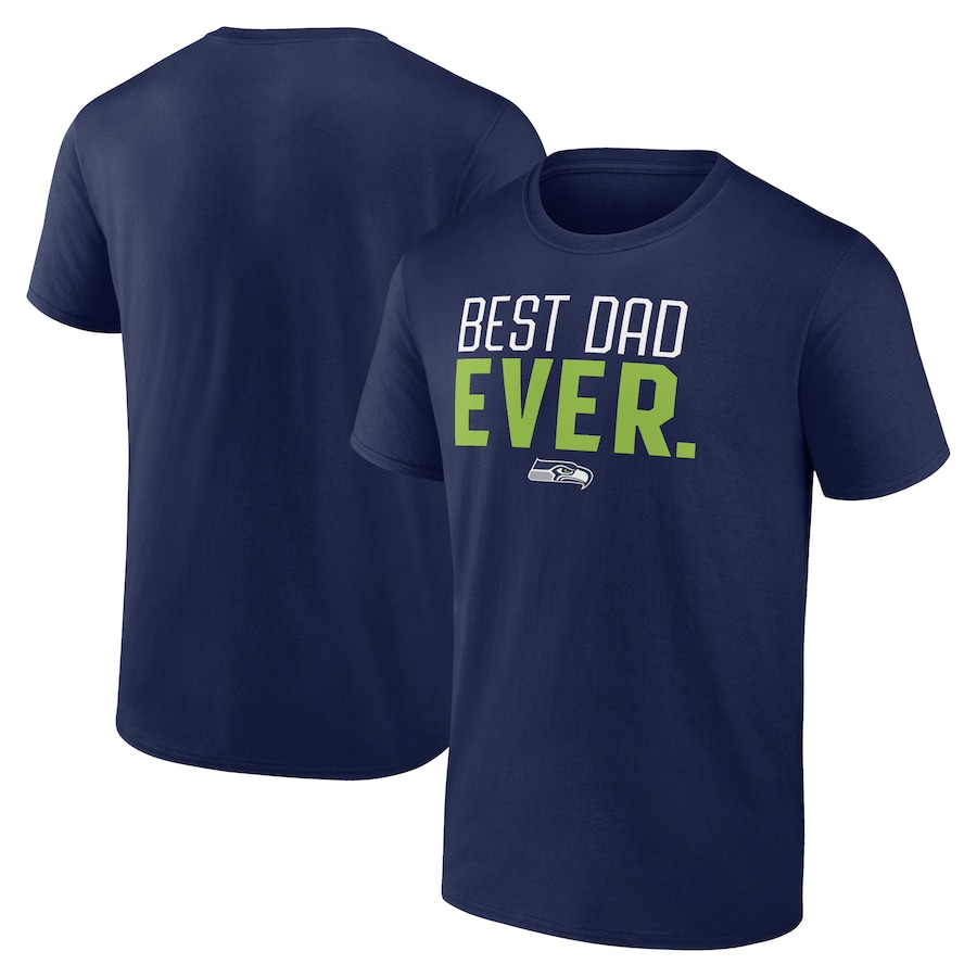 Seattle Seahawks College Navy Best Dad Ever Team T-Shirt - Man