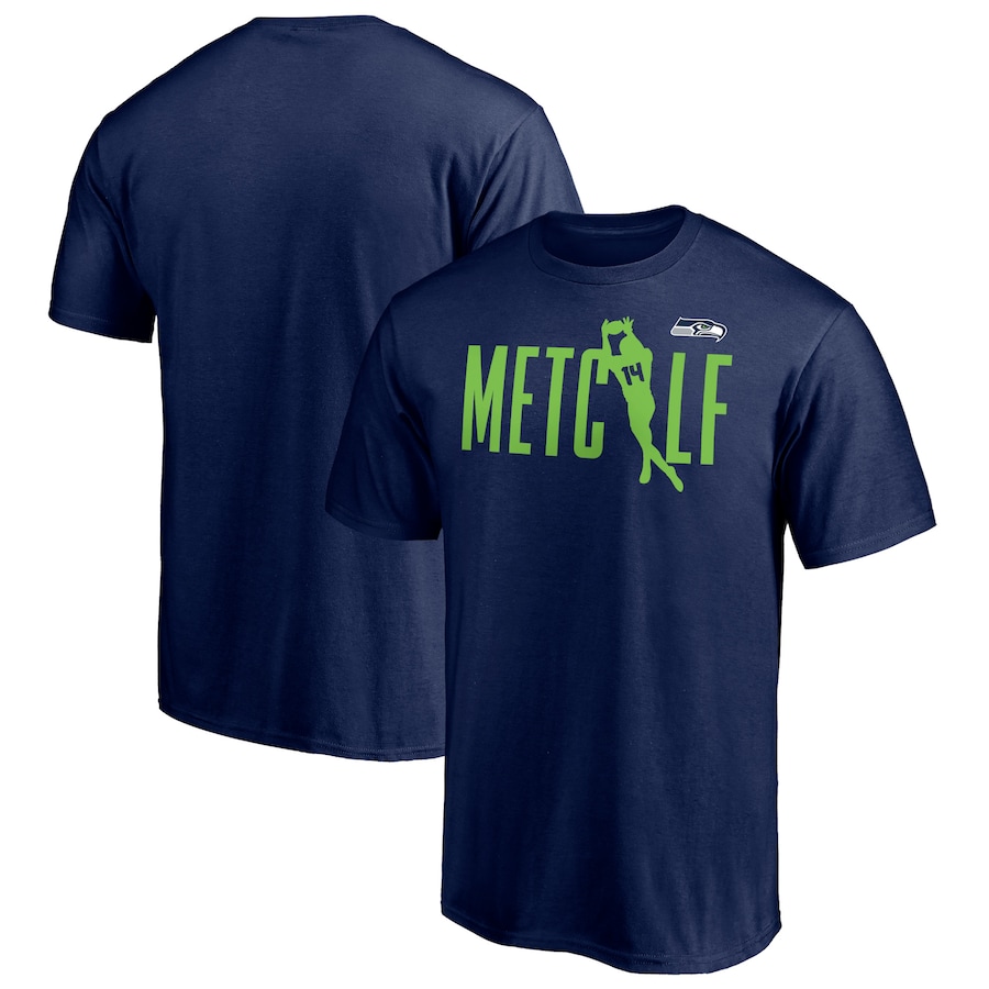 Seattle Seahawks College Navy Checkdown Player Graphic Name & Number T-Shirt - Man Seattle Seahawks College Navy Checkdown Player Graphic Name & Number T-Shirt - Man