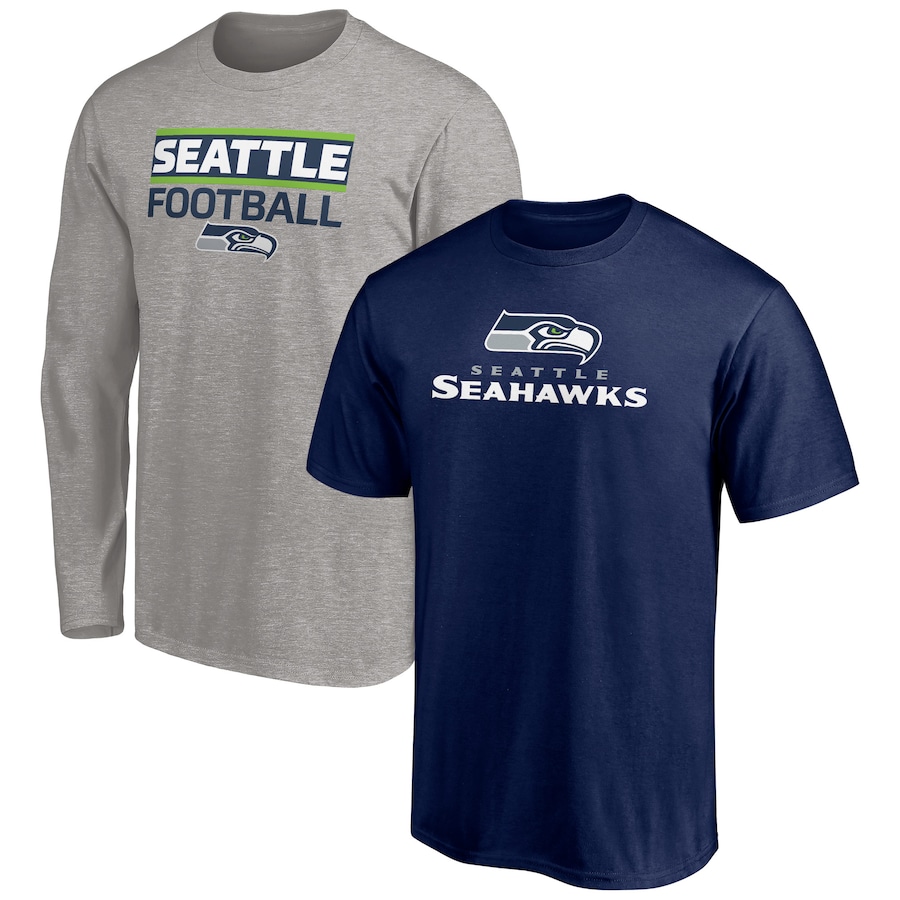 Seattle Seahawks College Navy/Heathered Gray T-Shirt Combo Set - Man Seattle Seahawks College Navy/Heathered Gray T-Shirt Combo Set - Man