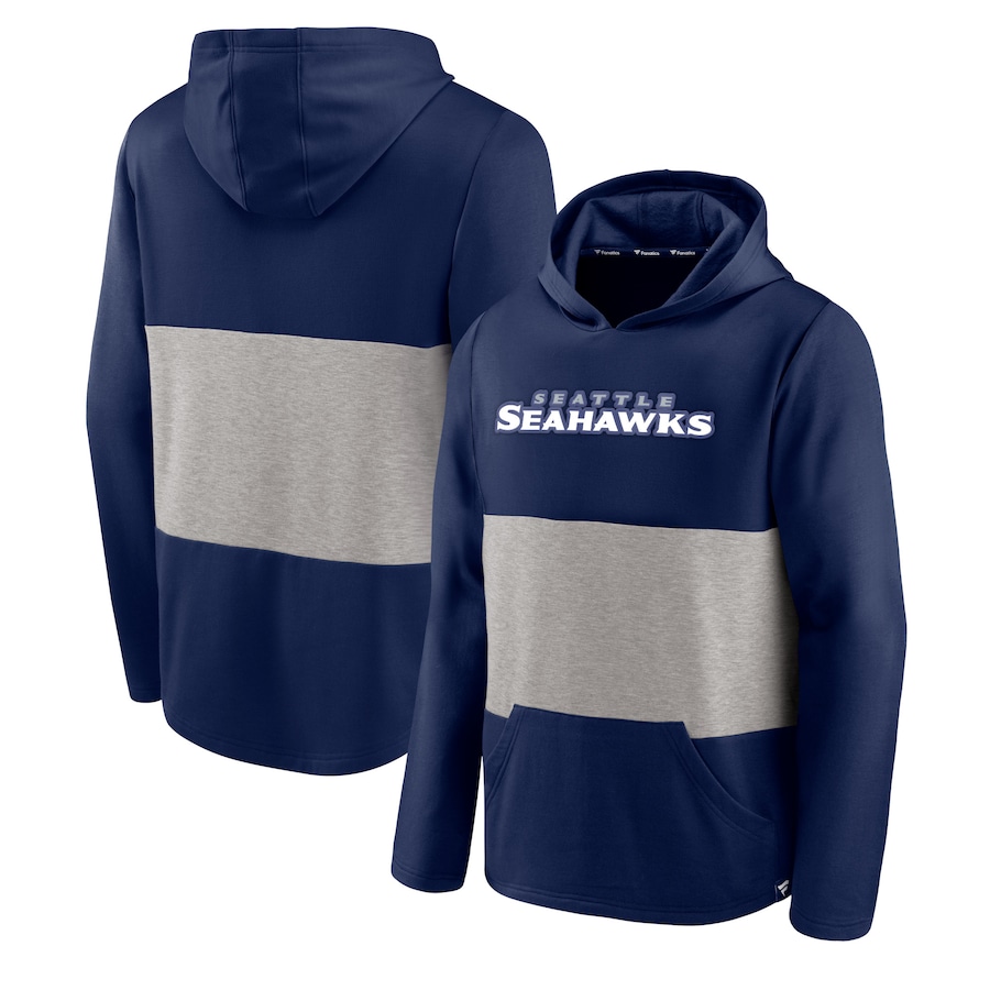 Seattle Seahawks College Navy Linear Logo Pullover Hoodie - Man