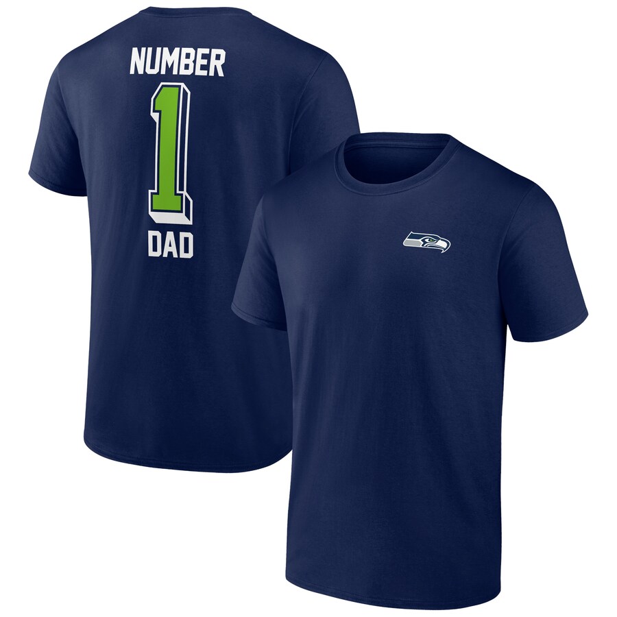 Seattle Seahawks College Navy Number One Dad T-Shirt - Man