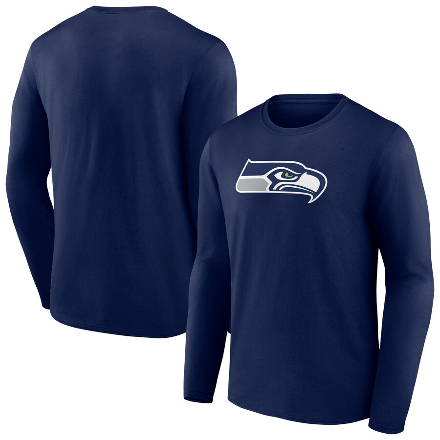 Seattle Seahawks College Navy Primary Team Logo Long Sleeve T-Shirt - Man