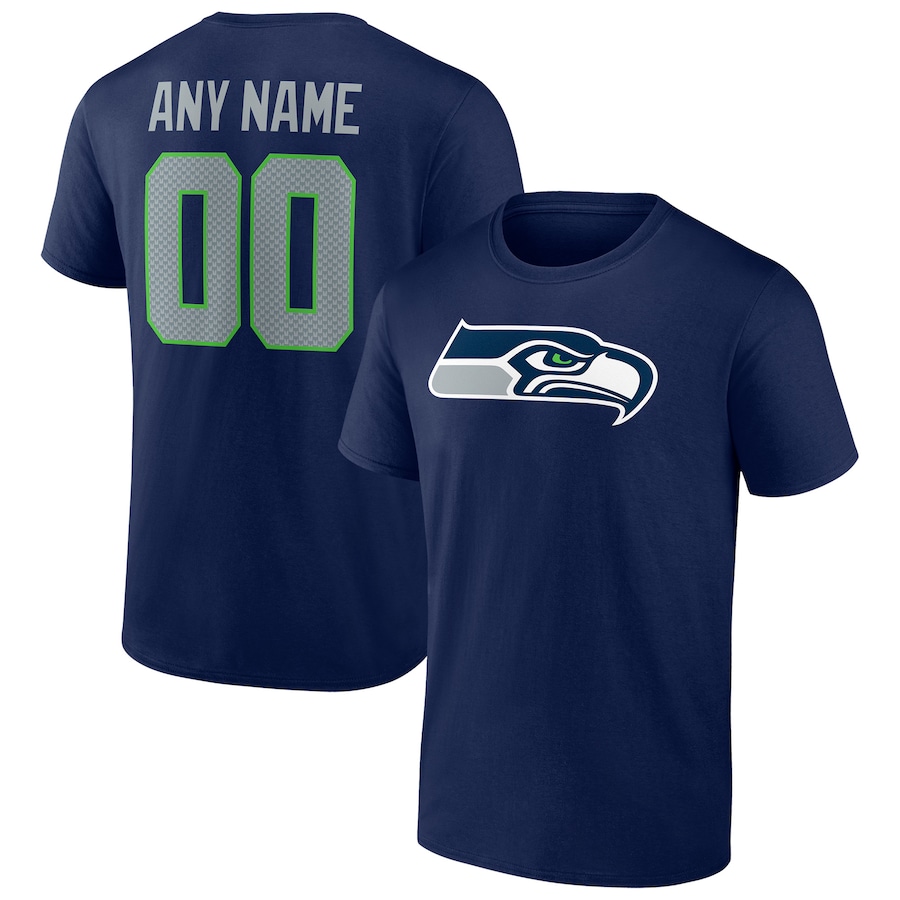 Seattle Seahawks College Navy Team Authentic Personalized Name & Number T-Shirt - Man Seattle Seahawks College Navy Team Authentic Personalized Name & Number T-Shirt - Man