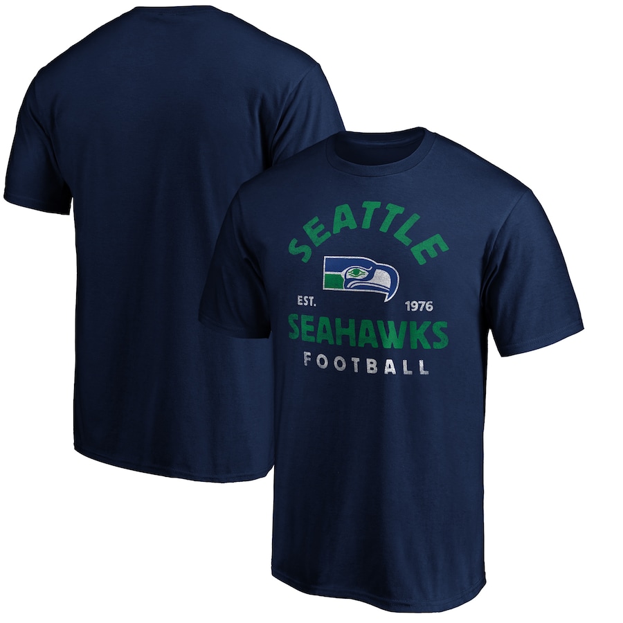 Seattle Seahawks College Navy Vintage Arch T-Shirt - Man Seattle Seahawks College Navy Vintage Arch T-Shirt - Man