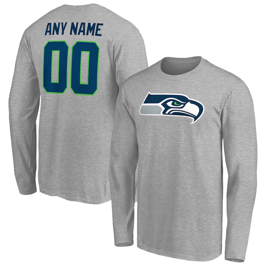 Seattle Seahawks Gray Team Authentic Custom Long Sleeve T-Shirt - Man Seattle Seahawks Gray Team Authentic Custom Long Sleeve T-Shirt - Man