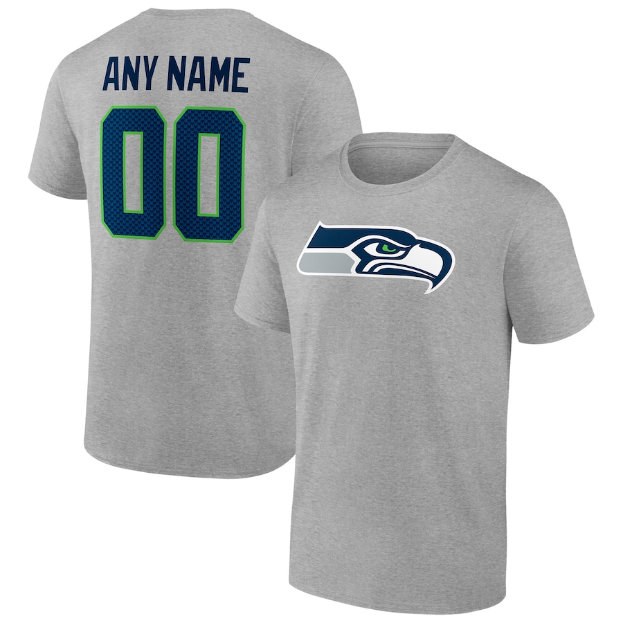 Seattle Seahawks Heathered Gray Team Authentic Custom T-Shirt - Man Seattle Seahawks Heathered Gray Team Authentic Custom T-Shirt - Man