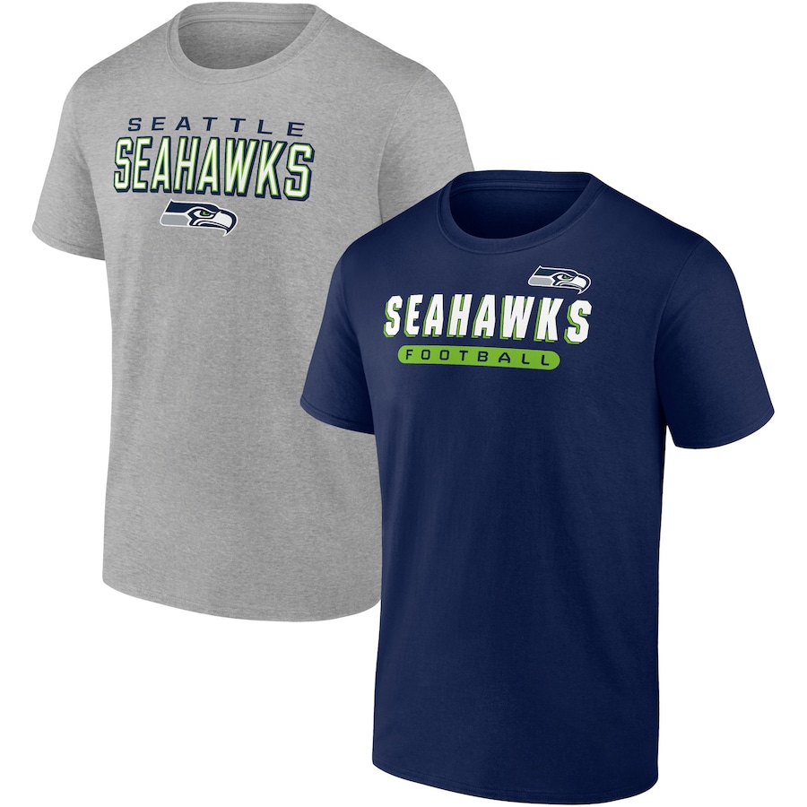 Seattle Seahawks Navy/Heathered Gray T-Shirt Combo Pack - Man Seattle Seahawks Navy/Heathered Gray T-Shirt Combo Pack - Man