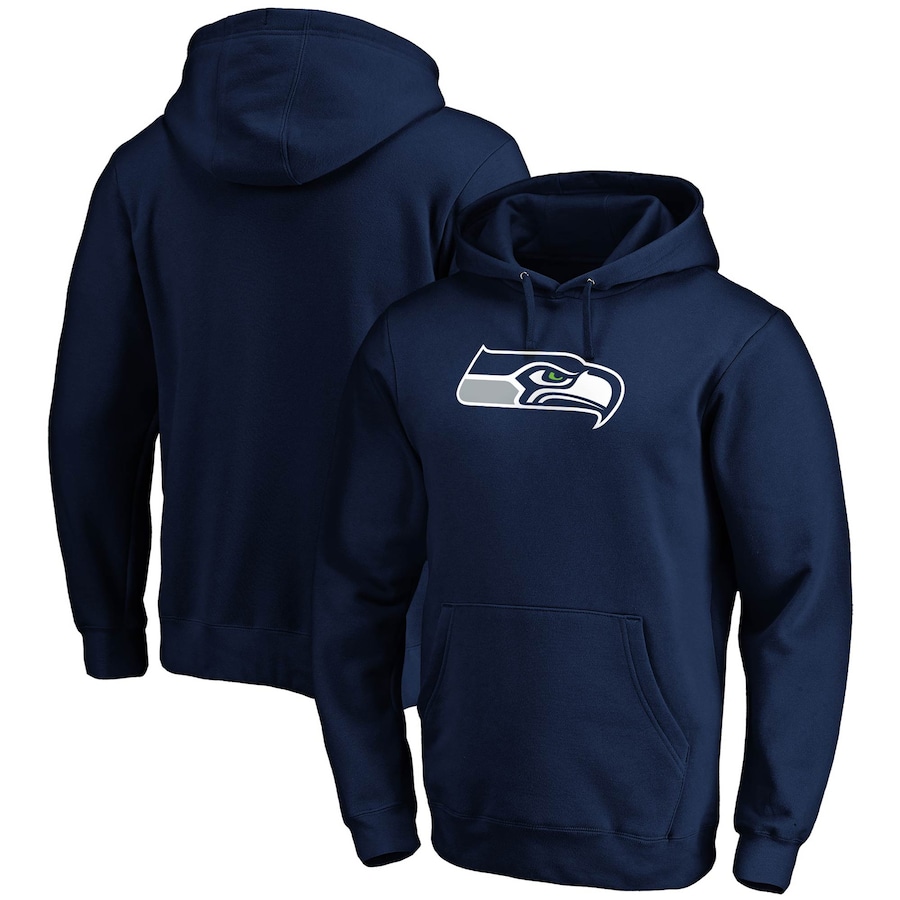 Seattle Seahawks Navy Primary Logo Fitted Pullover Hoodie - Man