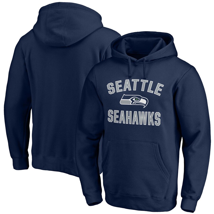 Seattle Seahawks Navy Victory Arch Team Fitted Pullover Hoodie - Man