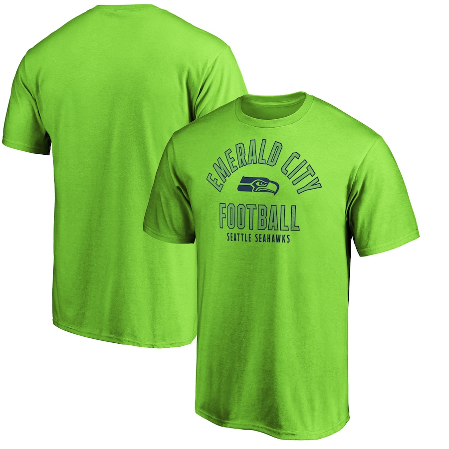 Seattle Seahawks Neon Green Hometown Nickname T-Shirt - Man Seattle Seahawks Neon Green Hometown Nickname T-Shirt - Man