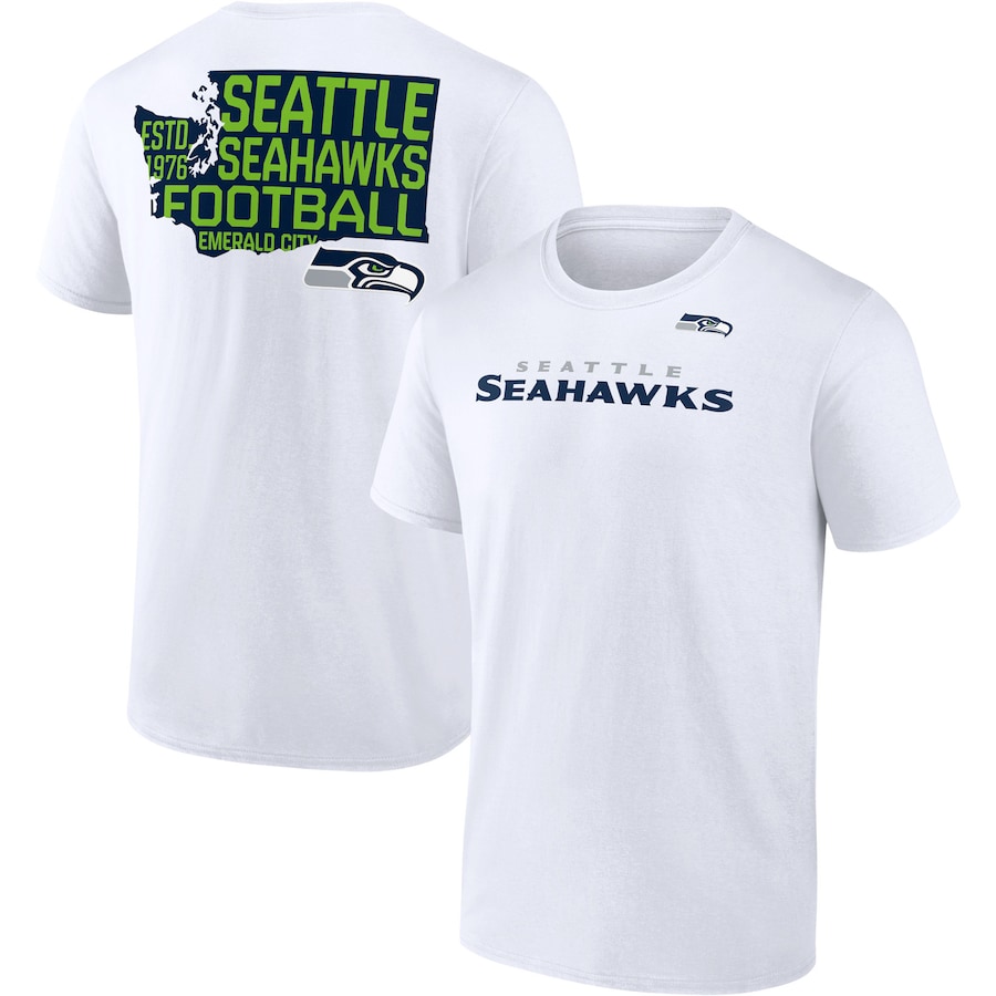 Seattle Seahawks White Hot Shot State T-Shirt - Man Seattle Seahawks White Hot Shot State T-Shirt - Man