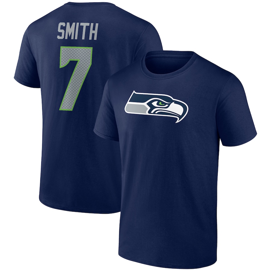 Seattle Seahawks Geno Smith College Navy Icon Player Name & Number T-Shirt - Man