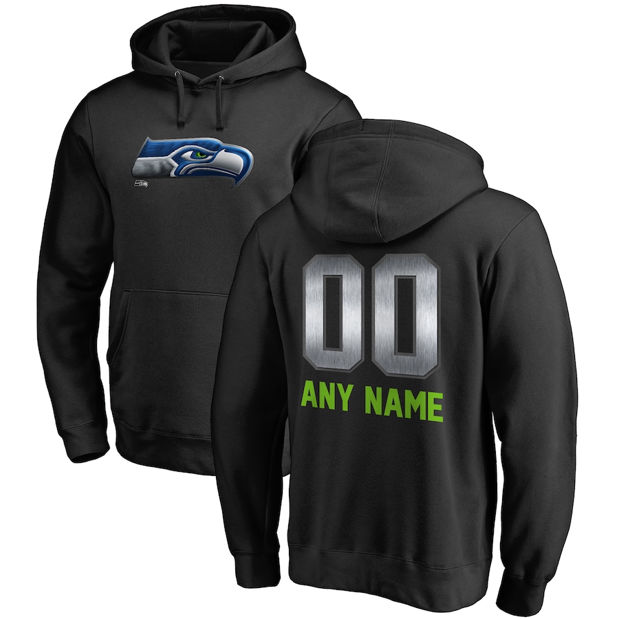 Seattle Seahawks NFL Pro Line by Black Personalized Midnight Mascot Pullover Hoodie - Man Seattle Seahawks NFL Pro Line by Black Personalized Midnight Mascot Pullover Hoodie - Man