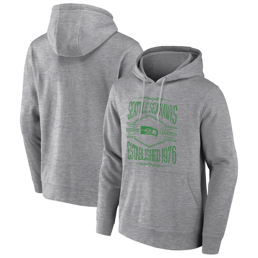 Seattle Seahawks NFL x Darius Rucker Collection by USASportsStoreHeathered Gray 2-Hit Pullover Hoodie - Man