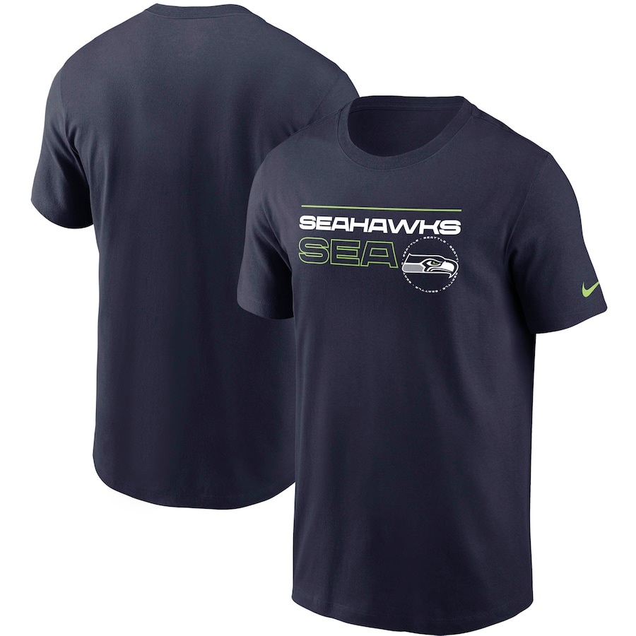 Seattle Seahawks Football College Navy Broadcast Essential T-Shirt - Man Seattle Seahawks Football College Navy Broadcast Essential T-Shirt - Man