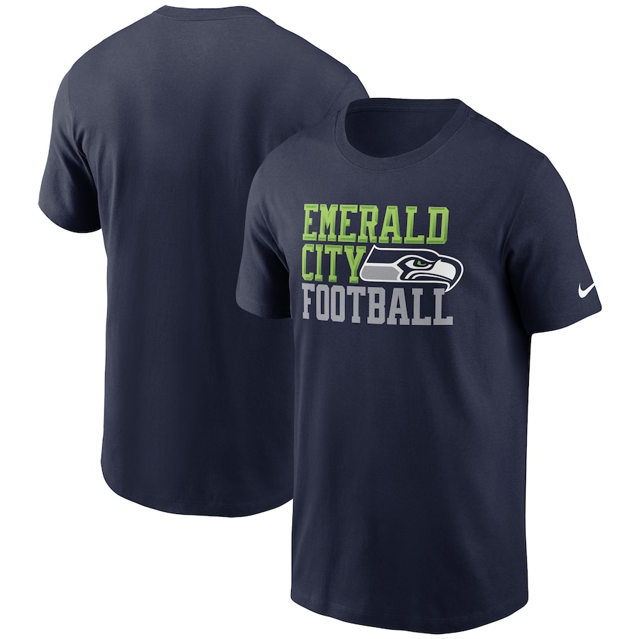 Seattle Seahawks Football College Navy Hometown Collection Emerald City T-Shirt - Man Seattle Seahawks Football College Navy Hometown Collection Emerald City T-Shirt - Man