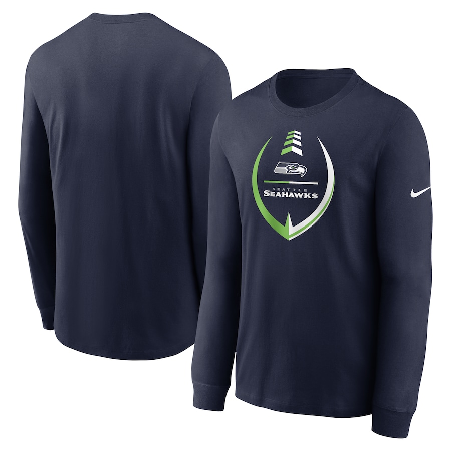 Seattle Seahawks Football College Navy Icon Legend Long Sleeve Performance T-Shirt - Man