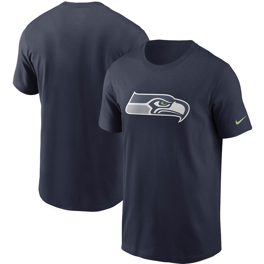 Seattle Seahawks Football College Navy Primary Logo T-Shirt - Man Seattle Seahawks Football College Navy Primary Logo T-Shirt - Man