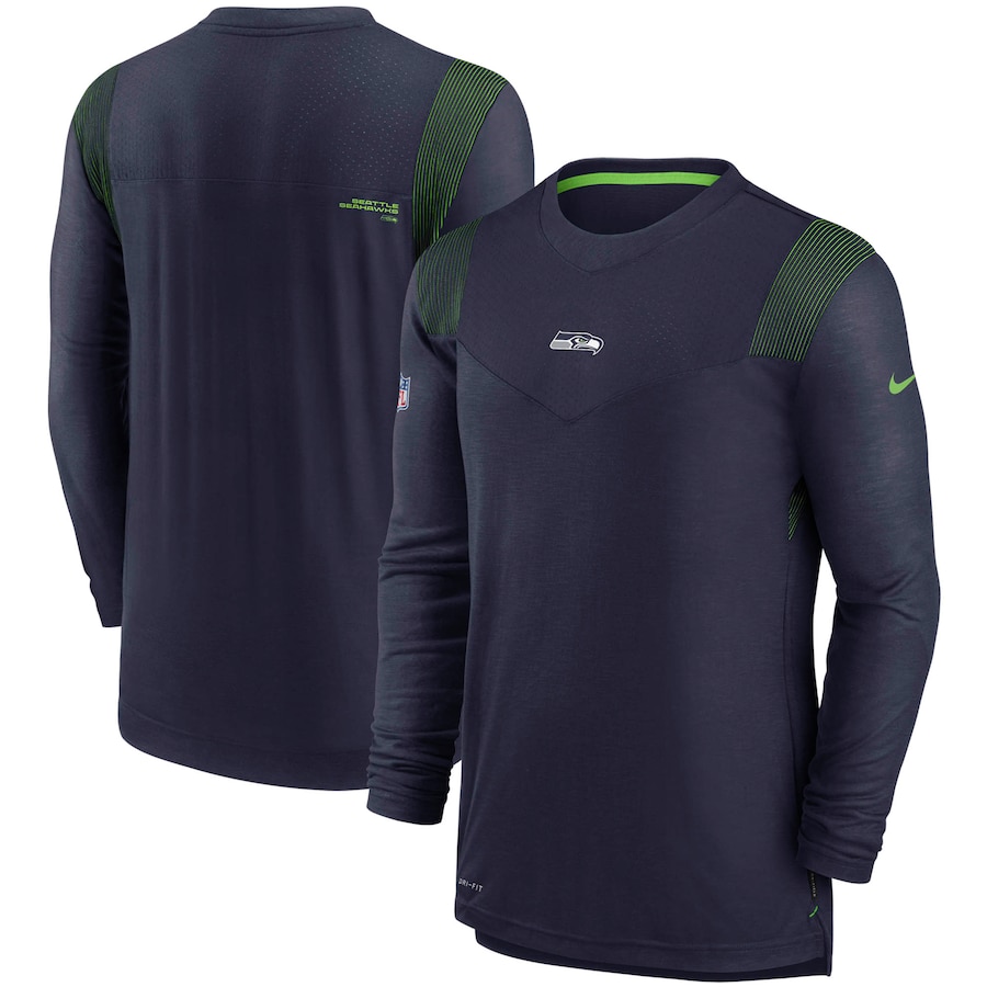 Seattle Seahawks Football College Navy Sideline Player UV Performance Long Sleeve T-Shirt - Man