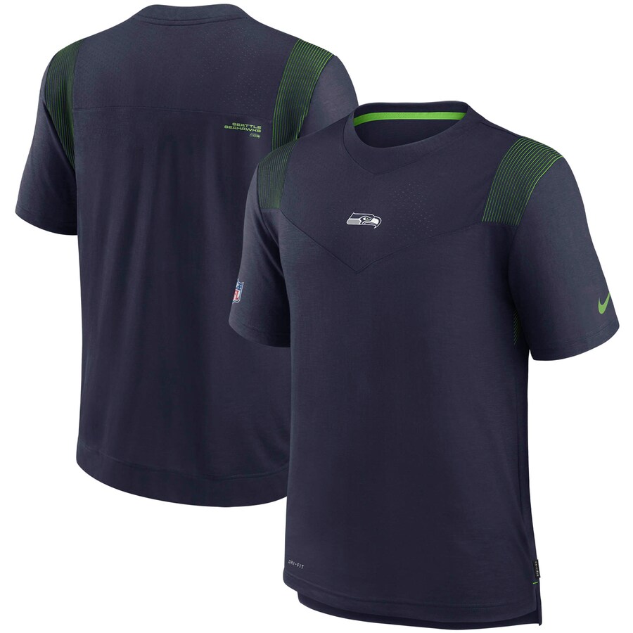 Seattle Seahawks Football College Navy Sideline Player UV Performance T-Shirt - Man Seattle Seahawks Football College Navy Sideline Player UV Performance T-Shirt - Man