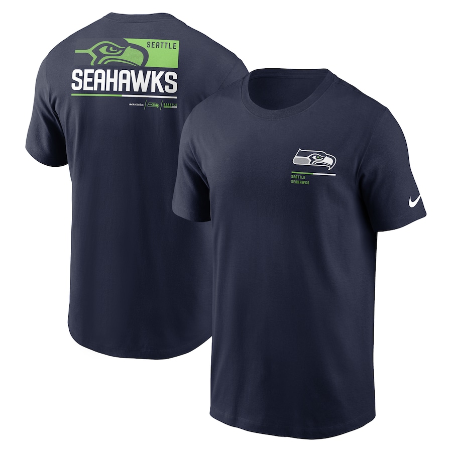 Seattle Seahawks Football College Navy Team Incline T-Shirt - Man Seattle Seahawks Football College Navy Team Incline T-Shirt - Man