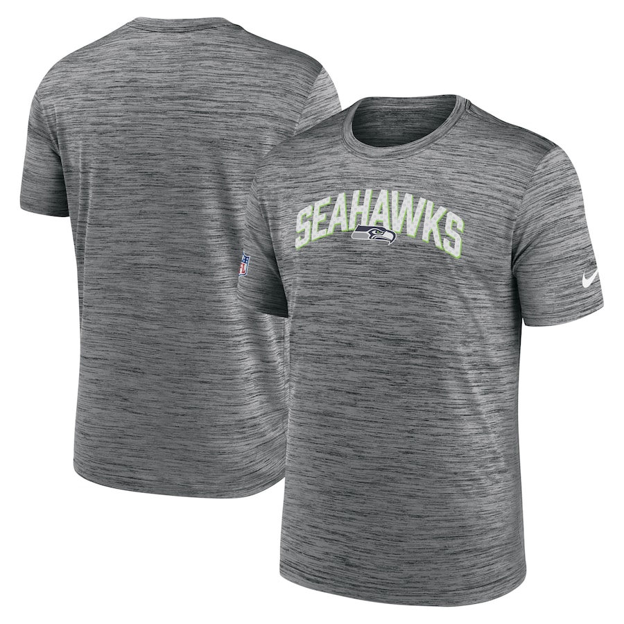Seattle Seahawks Football Gray Sideline Velocity Athletic Stack Performance T-Shirt - Man Seattle Seahawks Football Gray Sideline Velocity Athletic Stack Performance T-Shirt - Man