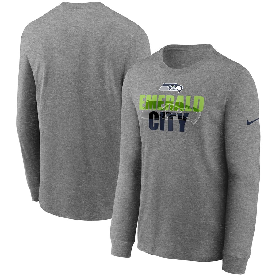 Seattle Seahawks Football Heathered Gray Hyper Local Long Sleeve T-Shirt - Man Seattle Seahawks Football Heathered Gray Hyper Local Long Sleeve T-Shirt - Man
