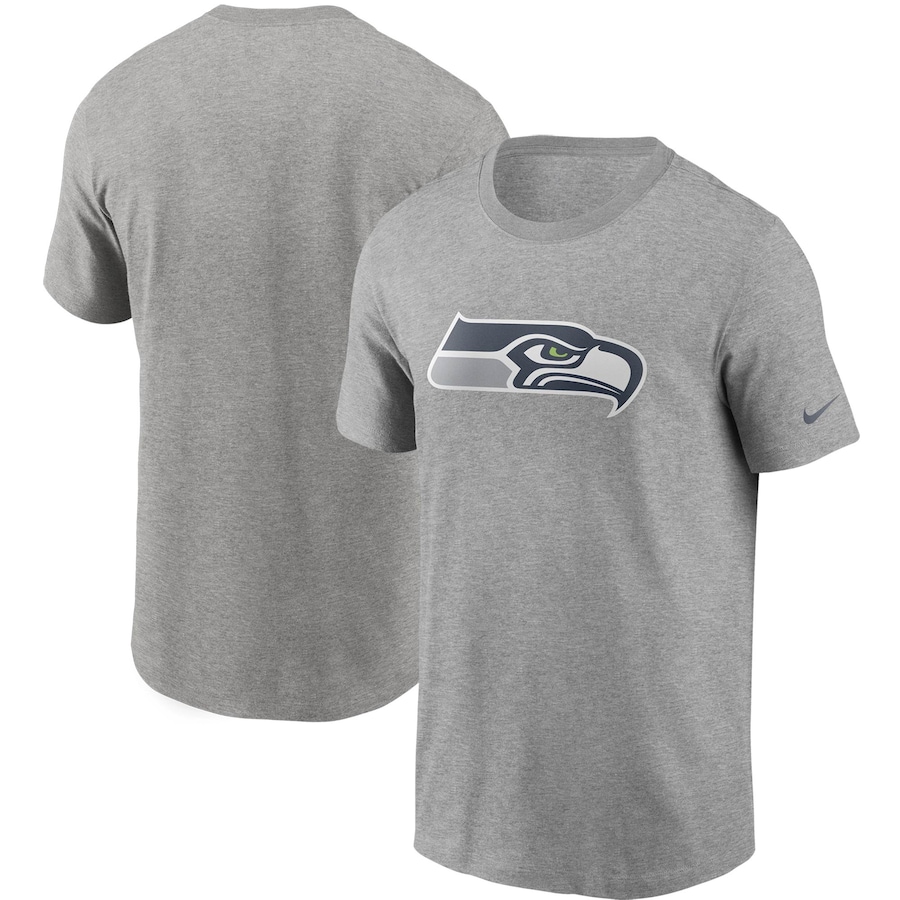 Seattle Seahawks Football Heathered Gray Primary Logo T-Shirt - Man