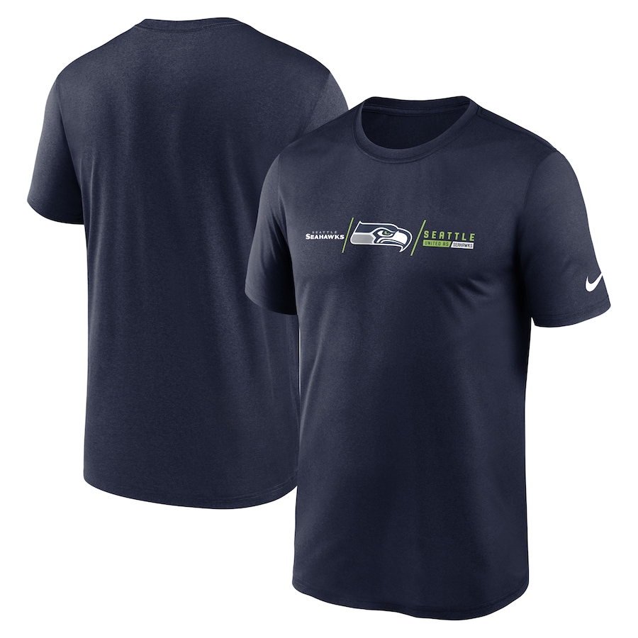Seattle Seahawks Football Navy Horizontal Lockup Legend Performance T-Shirt - Man Seattle Seahawks Football Navy Horizontal Lockup Legend Performance T-Shirt - Man