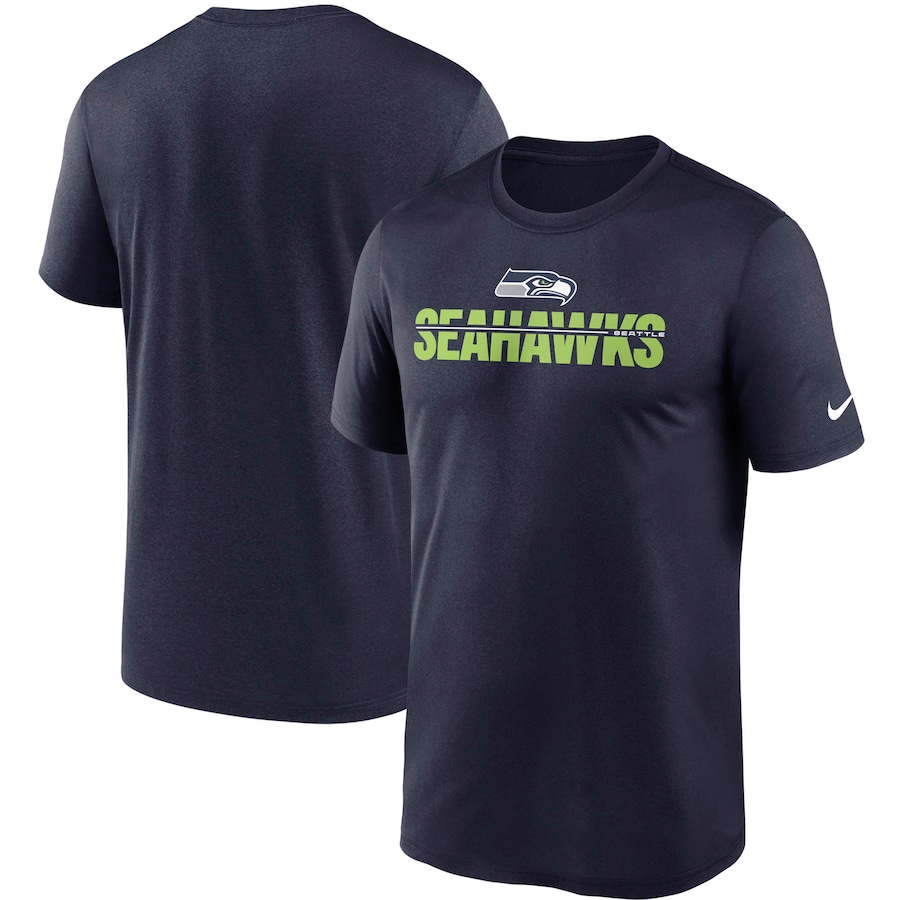 Seattle Seahawks Football Navy Legend Microtype Performance T-Shirt - Man Seattle Seahawks Football Navy Legend Microtype Performance T-Shirt - Man
