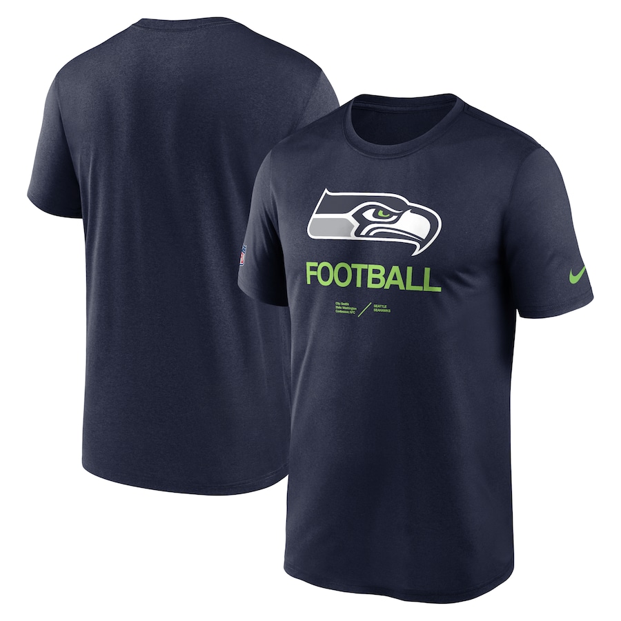 Seattle Seahawks Football Navy Sideline Infograph Performance T-Shirt - Man Seattle Seahawks Football Navy Sideline Infograph Performance T-Shirt - Man