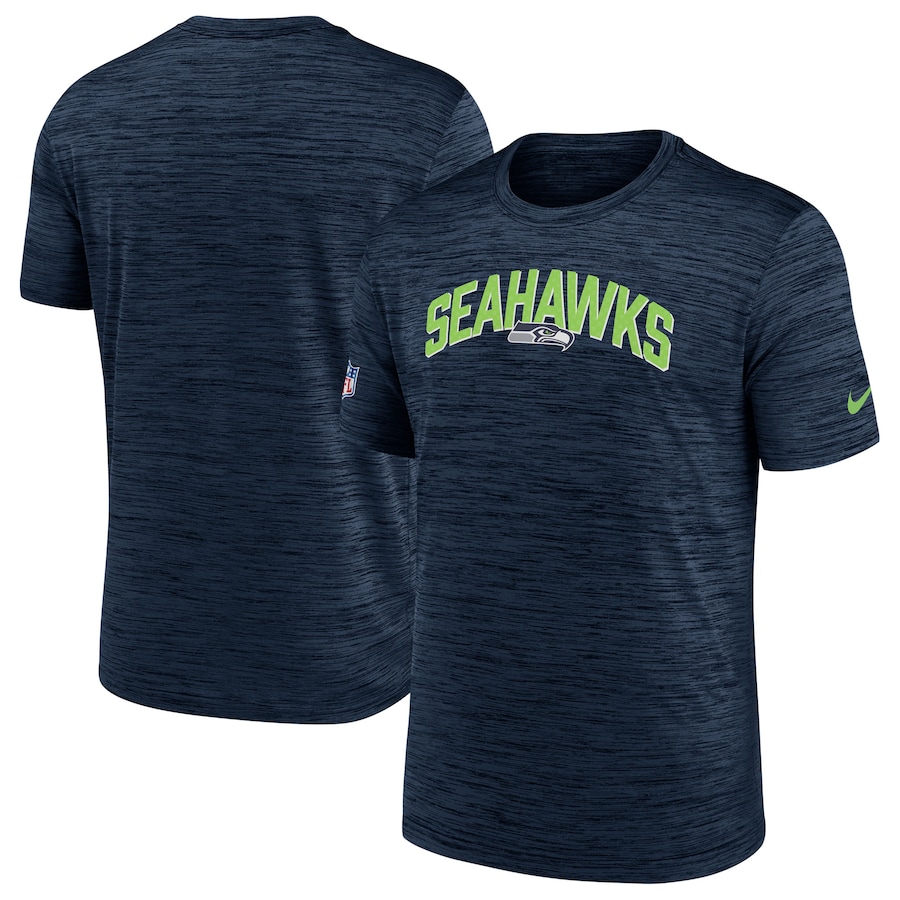 Seattle Seahawks Football Navy Sideline Velocity Athletic Stack Performance T-Shirt - Man Seattle Seahawks Football Navy Sideline Velocity Athletic Stack Performance T-Shirt - Man