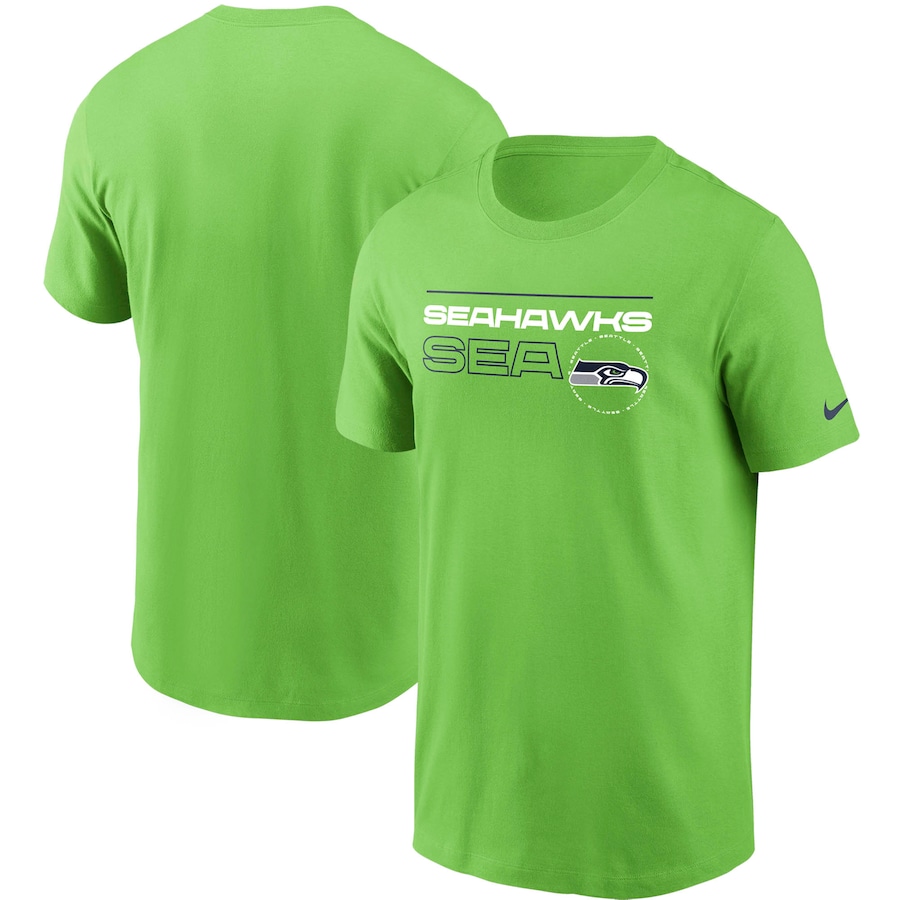 Seattle Seahawks Football Neon Green Broadcast Essential T-Shirt - Man Seattle Seahawks Football Neon Green Broadcast Essential T-Shirt - Man