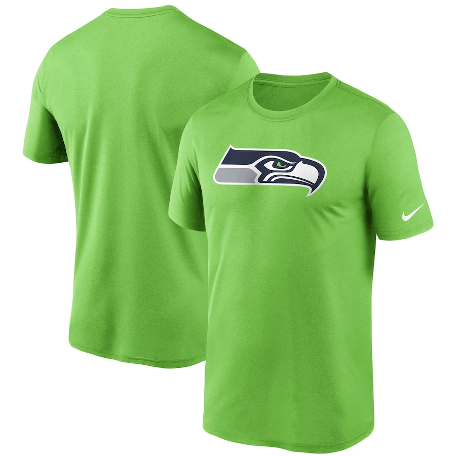 Seattle Seahawks Football Neon Green Logo Essential Legend Performance T-Shirt - Man Seattle Seahawks Football Neon Green Logo Essential Legend Performance T-Shirt - Man