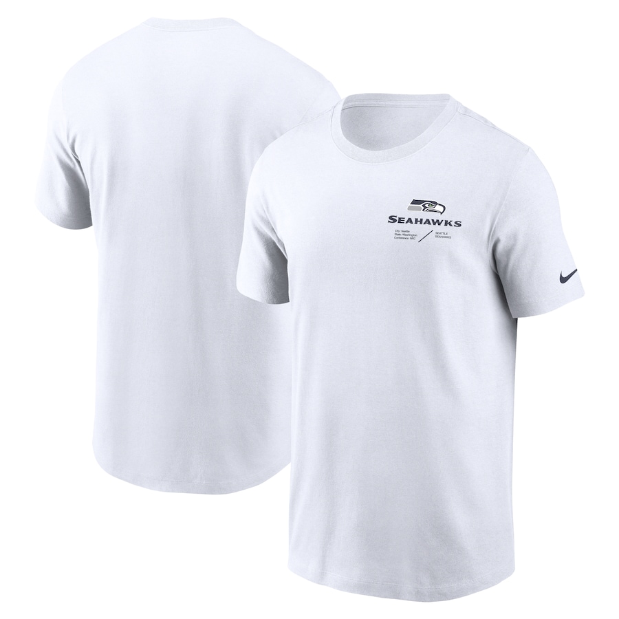 Seattle Seahawks Football White Sideline Infograph Lockup Performance T-Shirt - Man Seattle Seahawks Football White Sideline Infograph Lockup Performance T-Shirt - Man
