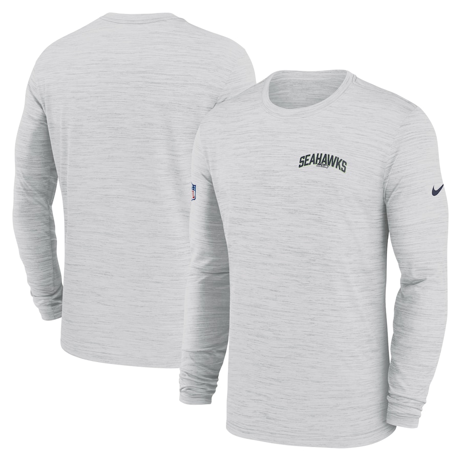 Seattle Seahawks Football White Sideline Velocity Athletic Stack Performance Long Sleeve T-Shirt - Man