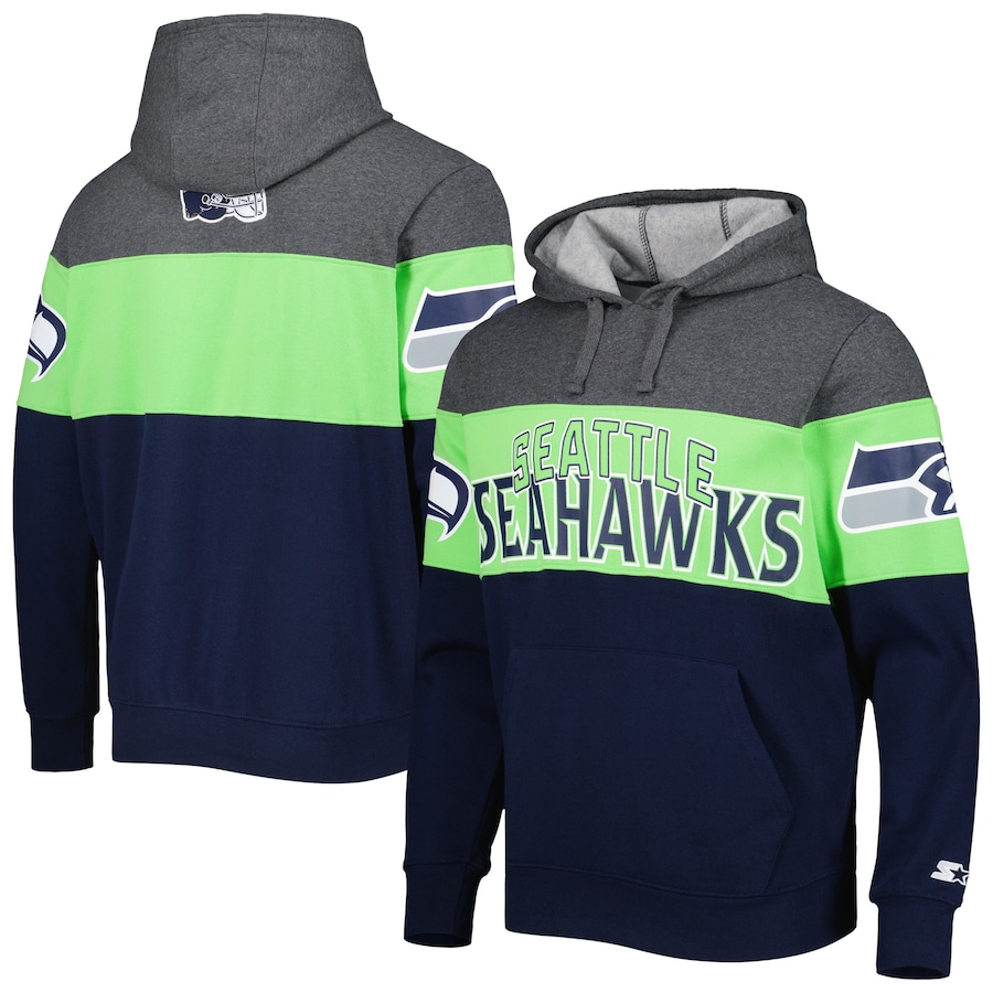 Seattle Seahawks Starter Heather Charcoal/College Navy Extreme Pullover Hoodie - Man