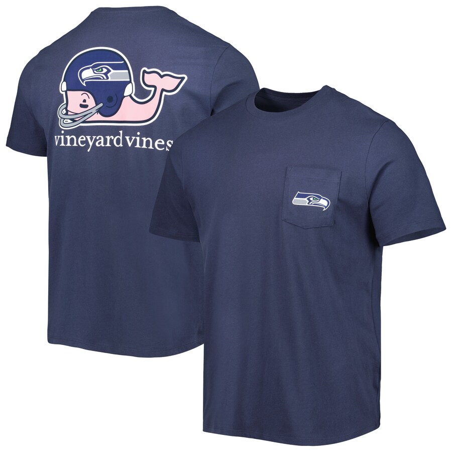 Seattle Seahawks Vineyard Vines College Navy Team Whale Helmet T-Shirt - Man Seattle Seahawks Vineyard Vines College Navy Team Whale Helmet T-Shirt - Man