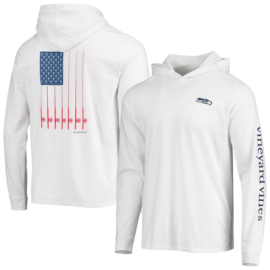 Seattle Seahawks Vineyard Vines White Hoodie Long Sleeve T-Shirt - Man