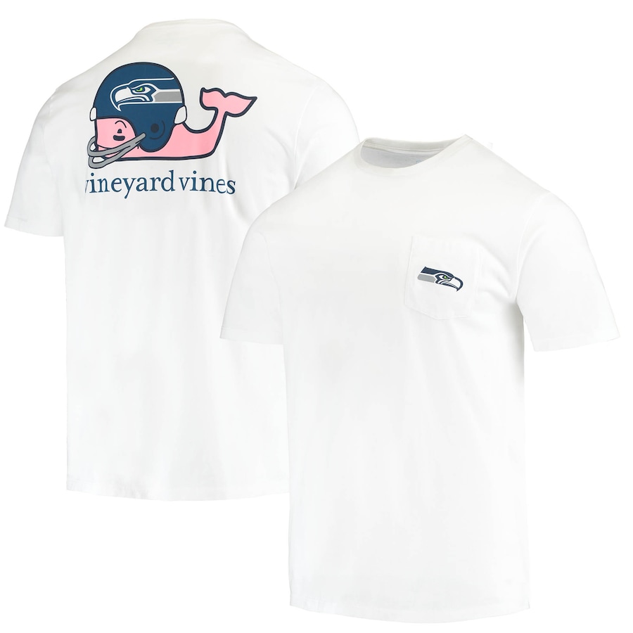 Seattle Seahawks Vineyard Vines White Team Whale Helmet T-Shirt - Man Seattle Seahawks Vineyard Vines White Team Whale Helmet T-Shirt - Man