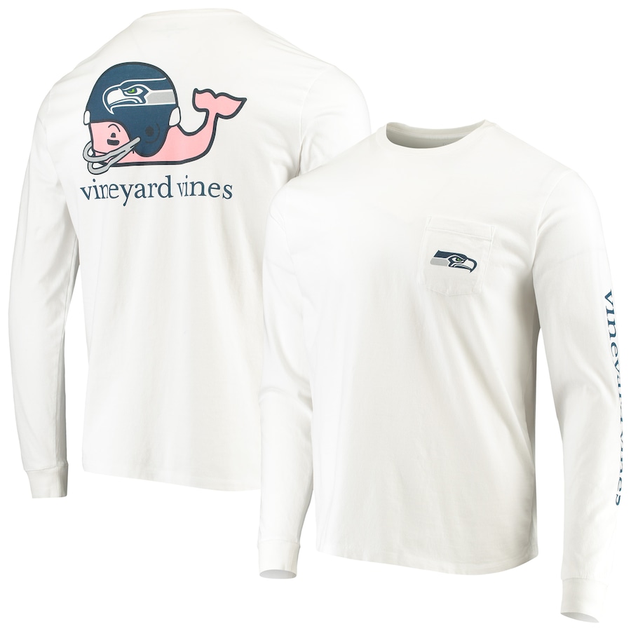 Seattle Seahawks Vineyard Vines White Whale Helmet Long Sleeve T-Shirt - Man
