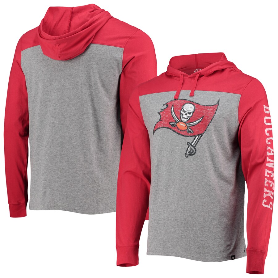 Tampa Bay Buccaneers '47 Heathered Gray/Red Franklin Wooster Long Sleeve Hoodie T-Shirt - Man