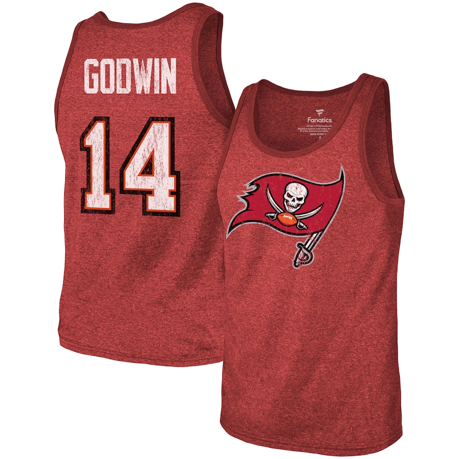 Tampa Bay Buccaneers Chris Godwin Red Name & Number Tri-Blend Tank Top - Man