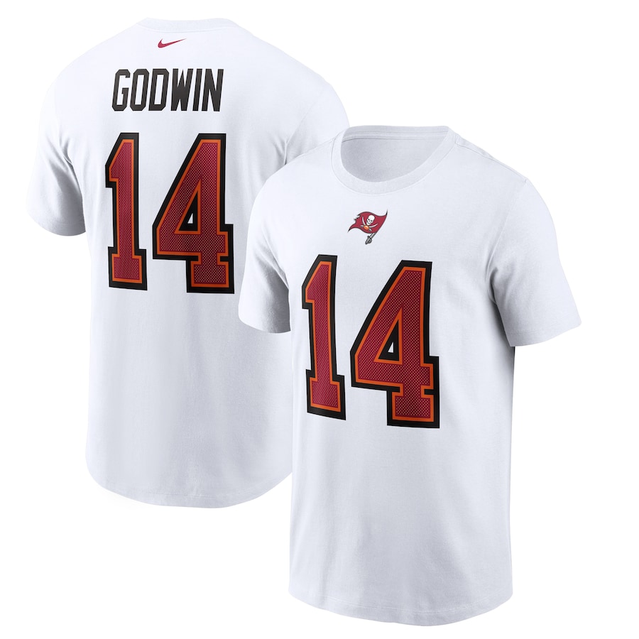 Tampa Bay Buccaneers Chris Godwin Football White Player Name & Number T-Shirt - Man