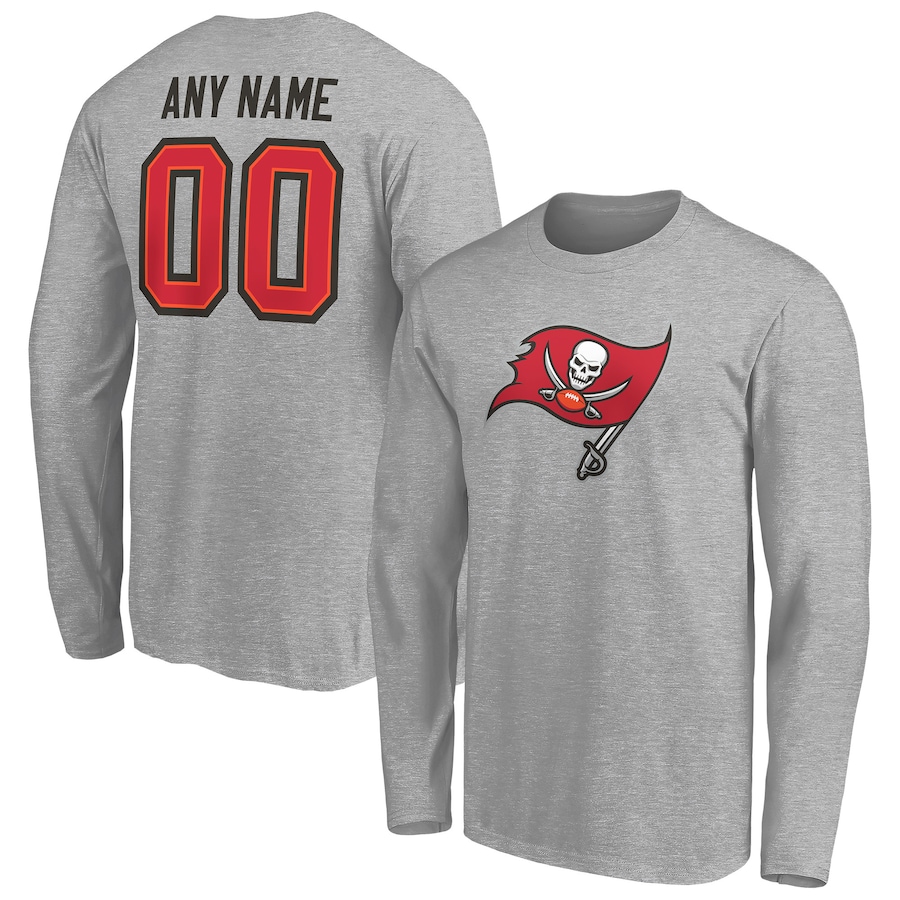 Tampa Bay Buccaneers Gray Team Authentic Custom Long Sleeve T-Shirt - Man Tampa Bay Buccaneers Gray Team Authentic Custom Long Sleeve T-Shirt - Man
