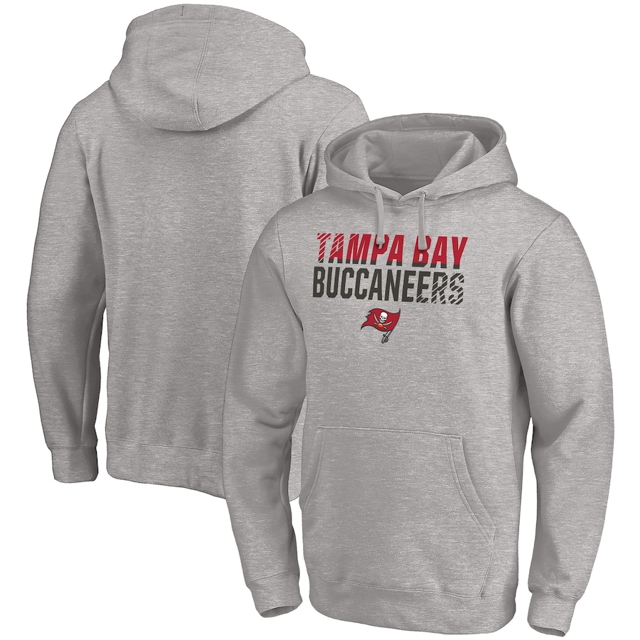 Tampa Bay Buccaneers Heather Gray Fade Out Fitted Pullover Hoodie - Man